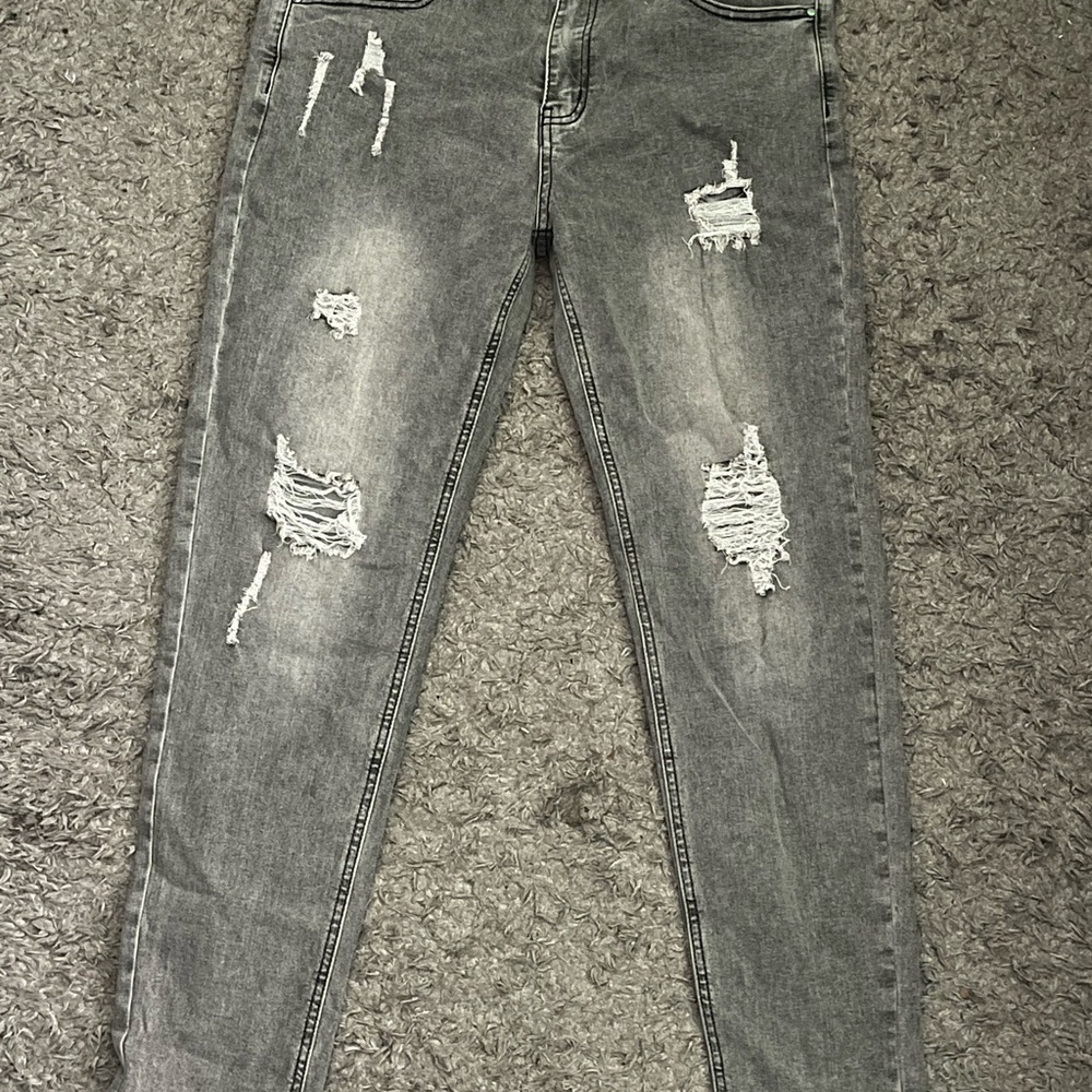 Gray Distressed Skinny Jeans